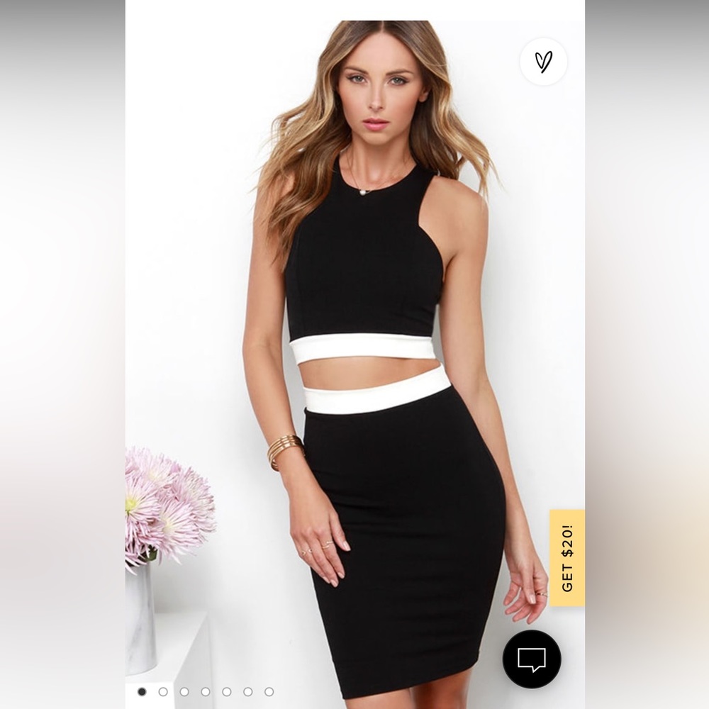 Lulus Black and White 2 PC Dress Set